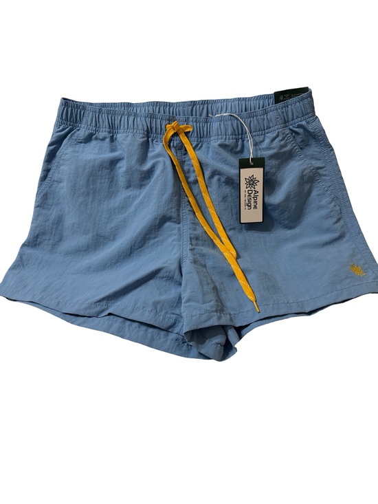 Alpine Design Pants - Women’s Alpine Design Serene Blue Pull-On Shorts with Yellow Drawstring